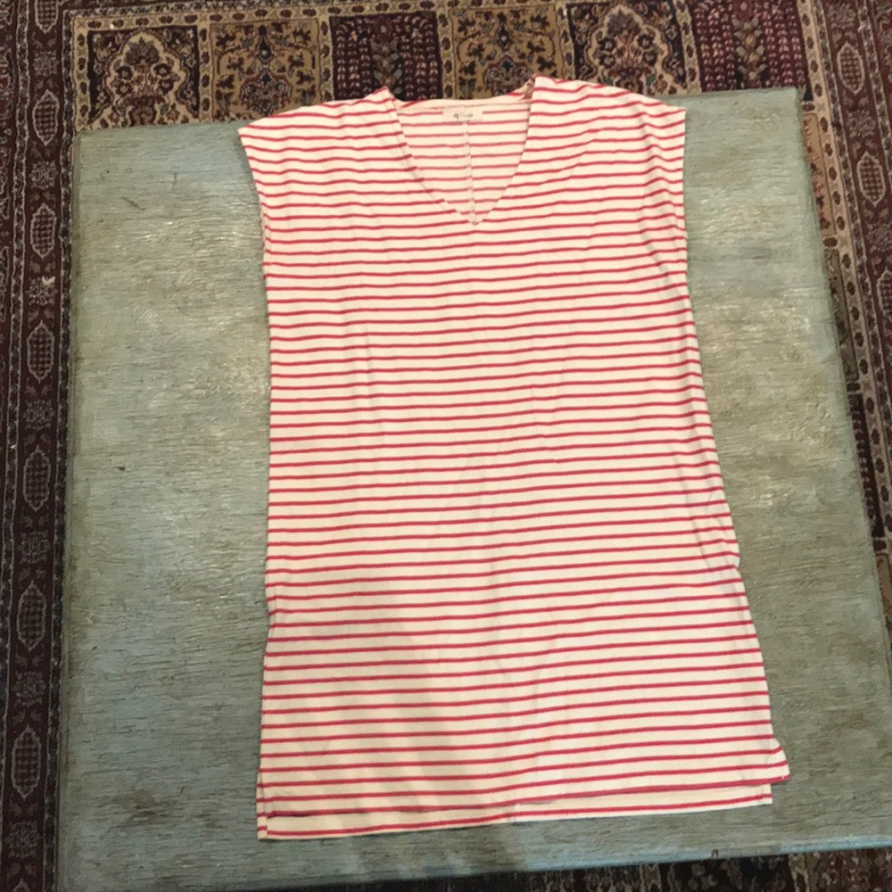 Madewell red and white striped dress
